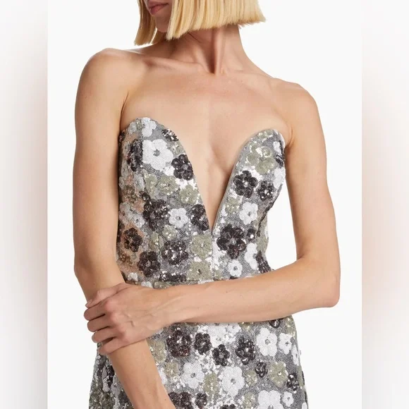 Marchesa Notte Sequin Tulle Strapless Gown.  Size 4.  New with tags. - Picture 2 of 8